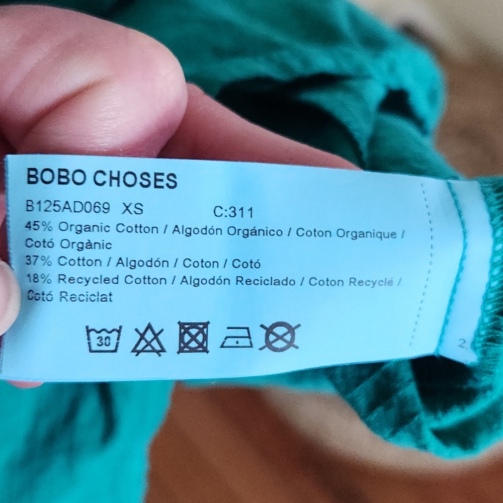 Bobo Choses Couple Fish Embroidery Puff Sleeve Dress in Green • XS - Picture 8 of 14